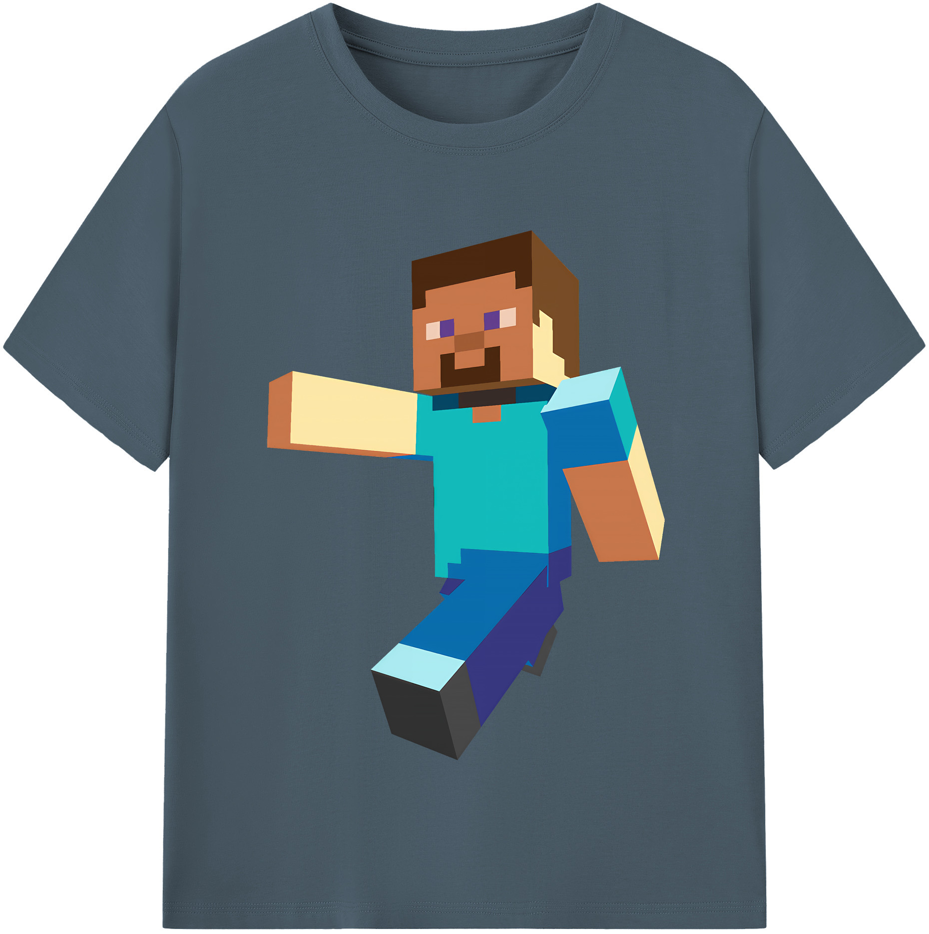 （画像用） マインクラフト ブロックの世界 Minecraft MC Block world 綿100％半袖Tシャツ（フロントプリント）